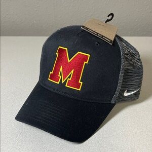 Nike Black and Gray Cap with Red M Logo